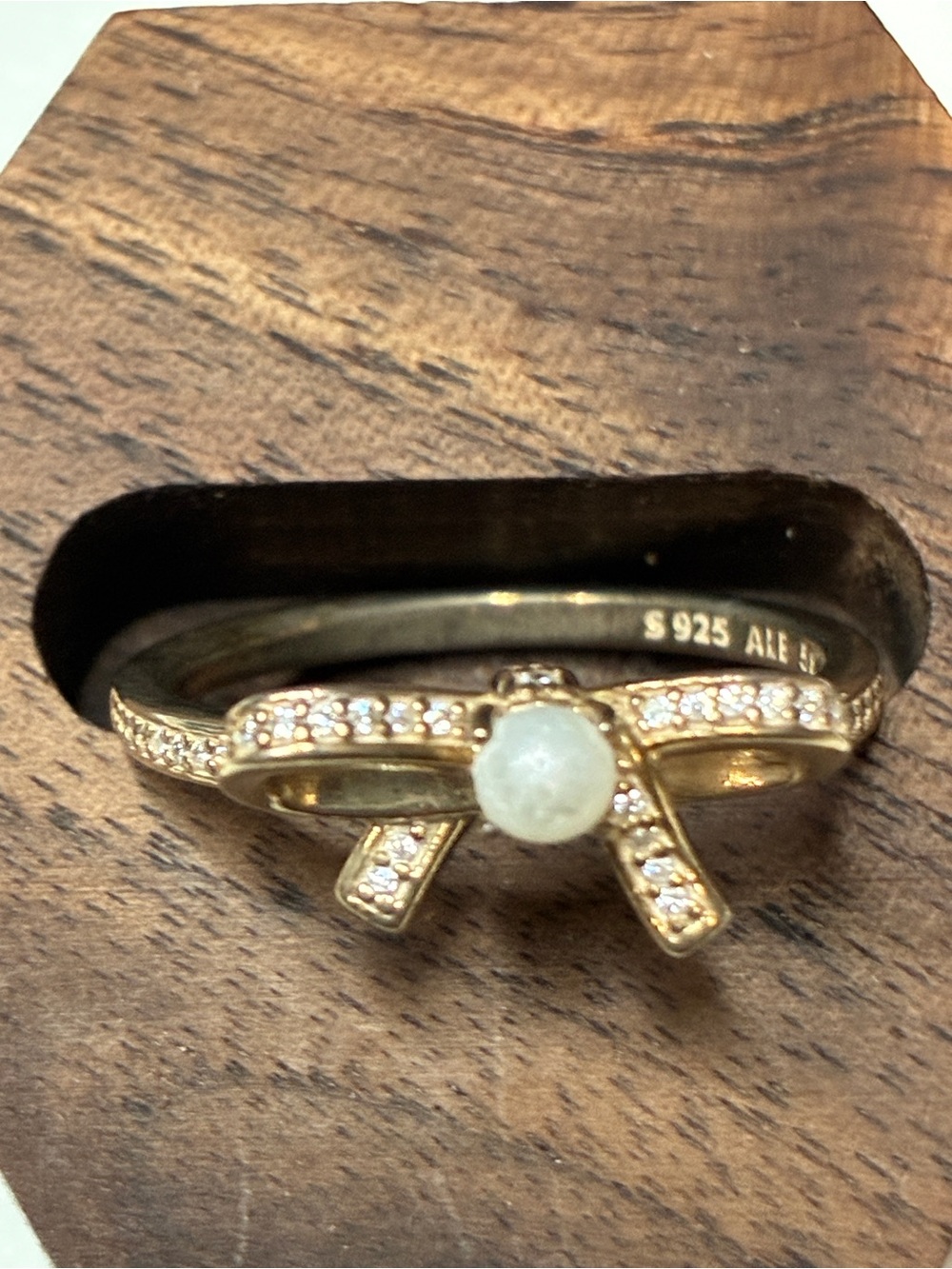 Women’s silver Bow Ring with Pearl Accent 8